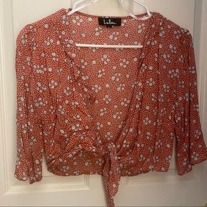 Lulus Carnation Crush Terra Cotta Floral Print Set